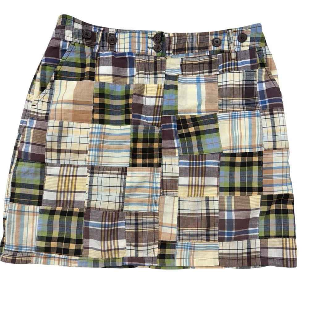 502 - Larry Levine Blue Tan Mini Skirt Casual Resort Wear Size 8 - Picture 2 of 9